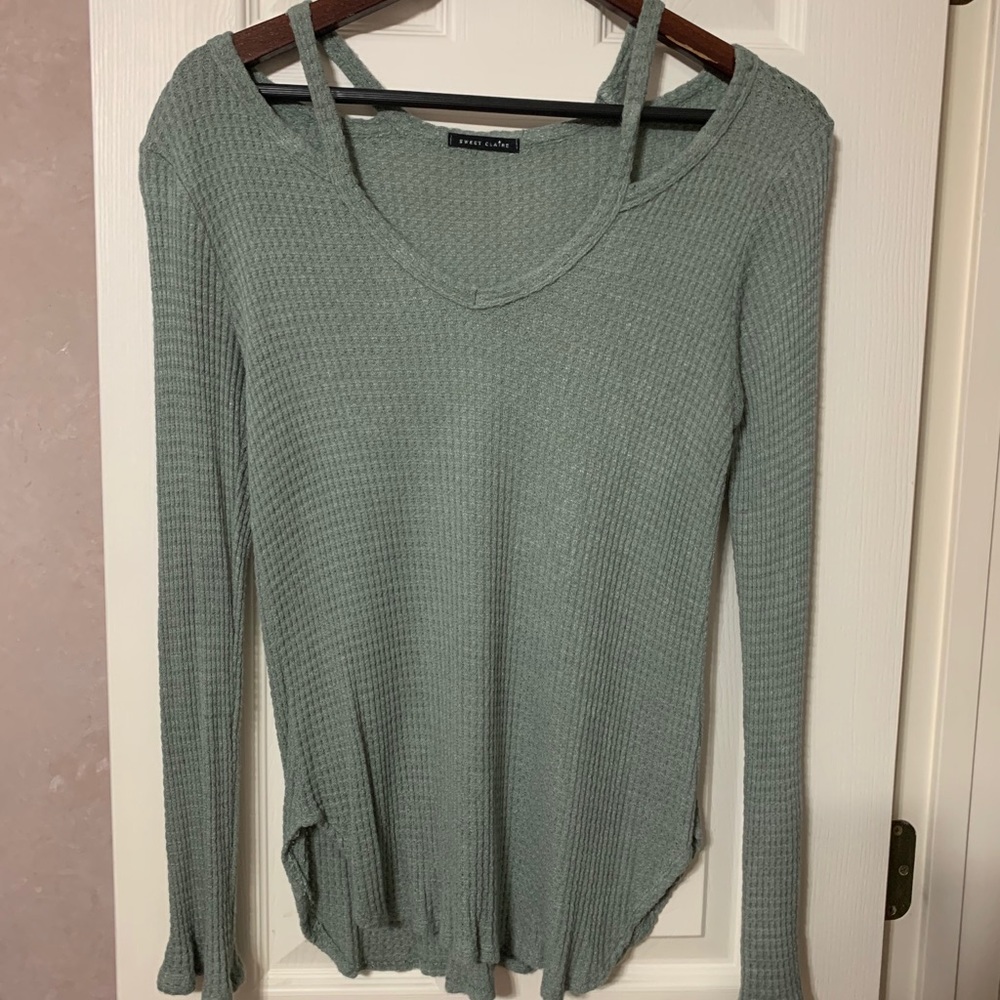 Waffle Sweater with Shouldee Cut Outs